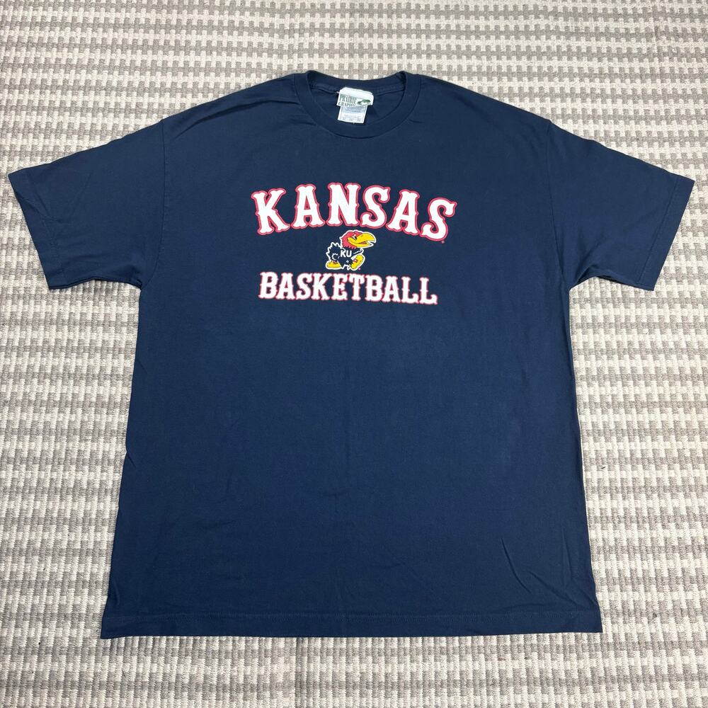 Vintage‎ Kansas Jayhawks KU Basketball T-Shirt XL Rock Chalk Jayhawk Go KU
